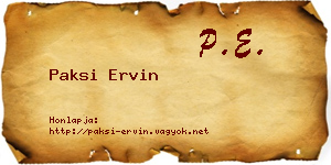 Paksi Ervin névjegykártya